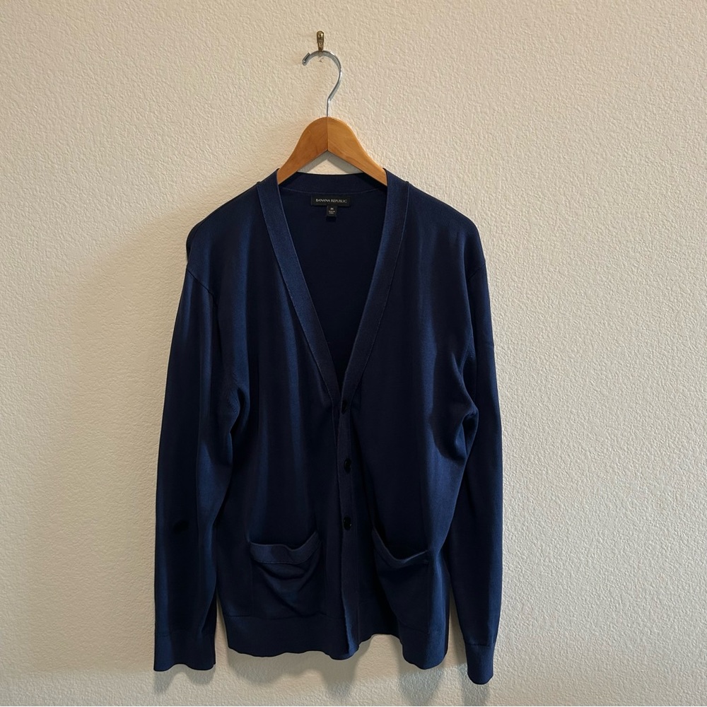 Banana Republic French Terry Men's Classic Navy Cardigan